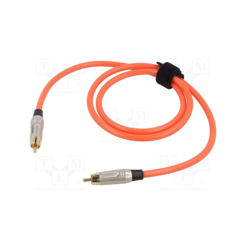 1 pcs x TASKER - TK501PSF-A - Cable, RCA plug,both sides, 1m, Plating: gold-plated, orange
