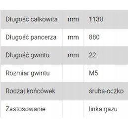Gas cable with screw eyelet L 1130 GPW forklift