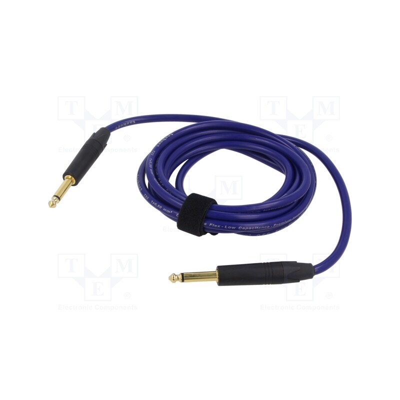 1 pcs x TASKER - TK123PSF-B - Cable, Jack 6,3mm 2pin plug,both sides, 3m, blue, 0.25mm2