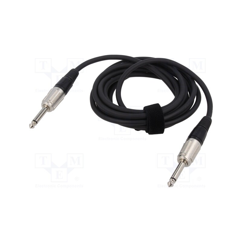 1 pcs x TASKER - TK123 - Cable, Jack 6,3mm 2pin plug,both sides, 3m, black, 0.25mm2