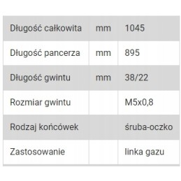 Gas cable with screw eyelet L 1045 GPW forklift