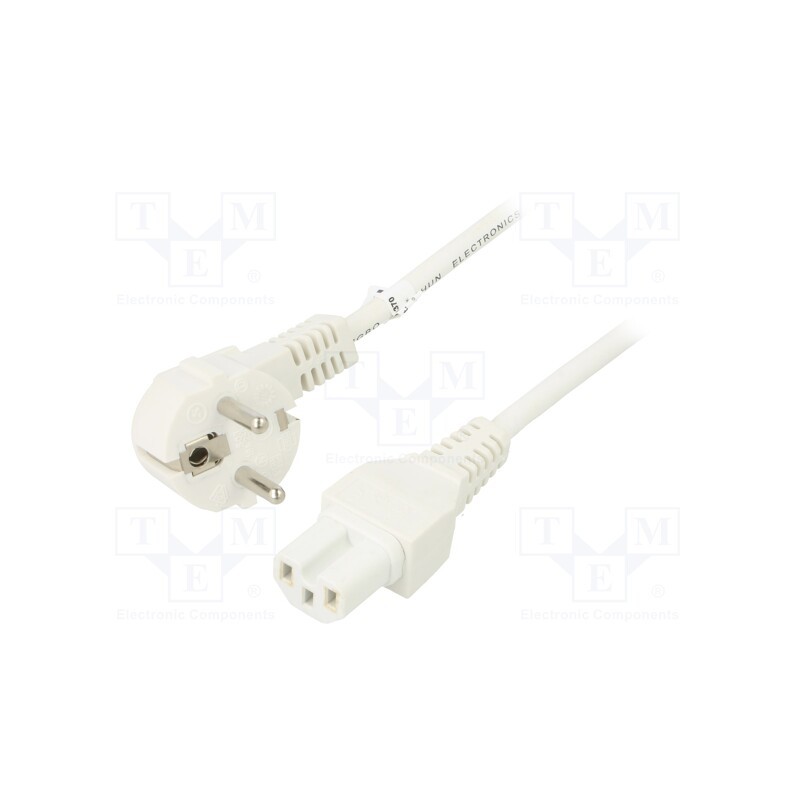 1 pcs x Goobay - 30370 - Cable, CEE 7/7 (E/F) plug angled,IEC C15 female, PVC, 2m, white