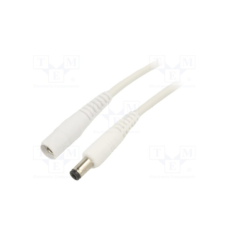 1 pcs x WEST POL - P55-C21-C100-050WH - Cable, 1x1mm2, DC 5,5/2,1 socket,DC 5,5/1,7 plug, straight, 0.5m