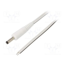 1 pcs x WEST POL - P40-TT-T050-050WH - Cable, 2x0.5mm2, wires,DC 4,0/1,7 plug, straight, white, 0.5m