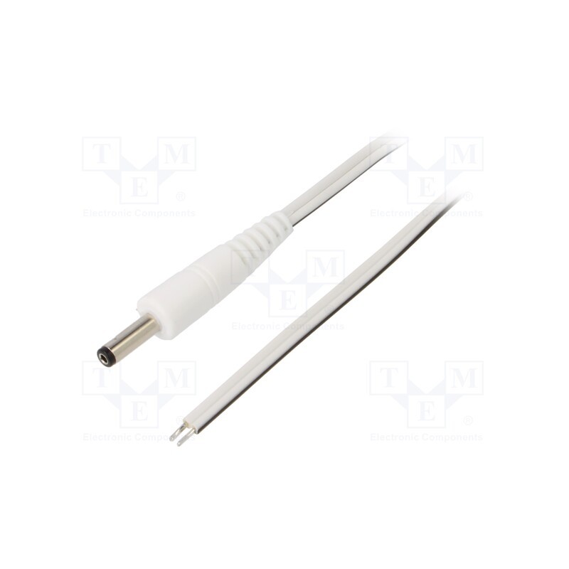 1 pcs x WEST POL - P40-TT-T050-050WH - Cable, 2x0.5mm2, wires,DC 4,0/1,7 plug, straight, white, 0.5m