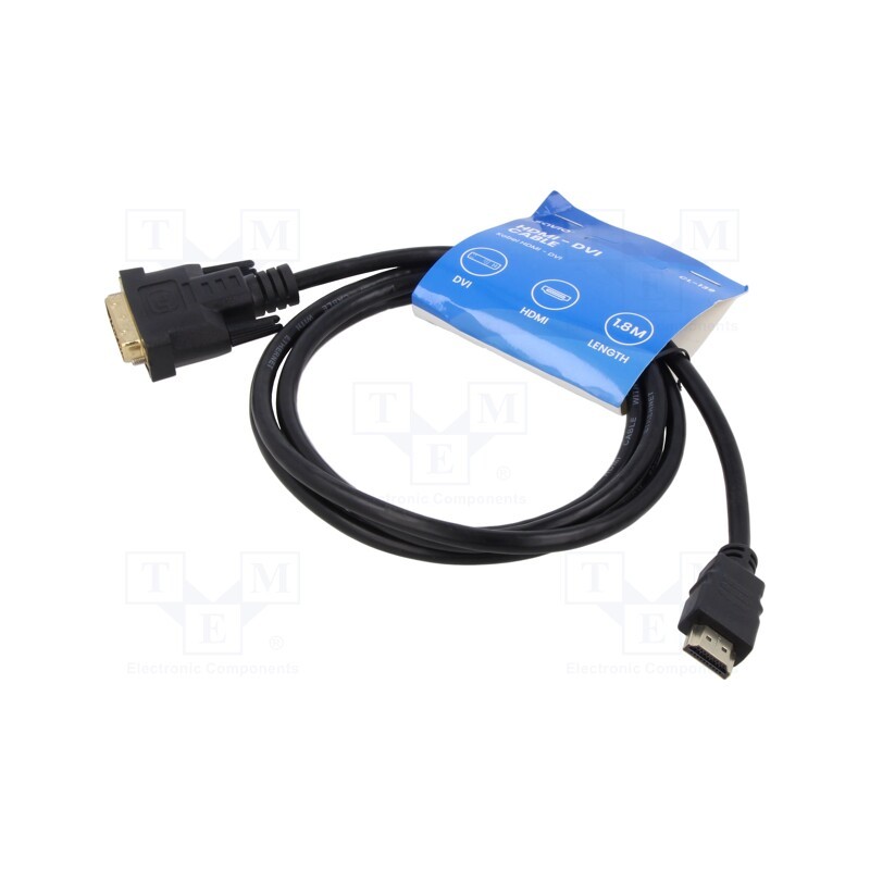 1 pcs x SAVIO - SAVKABELCL-139 - Cable, Ethernet,HDMI 1.4, DVI-D (18+1) plug,HDMI plug, Len: 1.8m