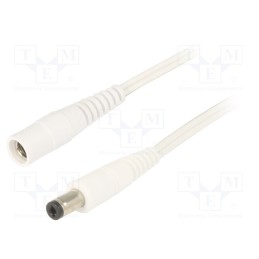1 pcs x WEST POL - P21-C21-T050-150WH - Cable, 2x0.5mm2, DC 5,5/2,1 plug,DC 5,5/2,1 socket, straight