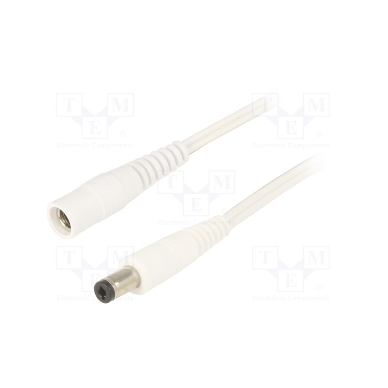 1 pcs x WEST POL - P21-C21-T050-150WH - Cable, 2x0.5mm2, DC 5,5/2,1 plug,DC 5,5/2,1 socket, straight