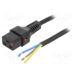 1 pcs x IEC LOCK - IEC-PC1174 - Cable, IEC C19 female,wires, PVC, 2m, with IEC LOCK locking, 10A
