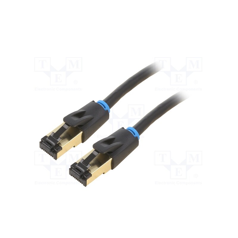 1 pcs x VENTION - IKABF - Patch cord, S/FTP, Cat 8, OFC, PVC, black, 1m, RJ45 plug,both sides
