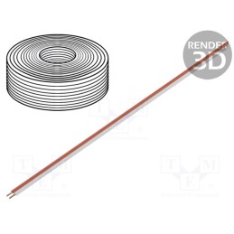 1 rol x DONAU ELEKTRONIK - 205-10 - Wire: test lead cable, 2x0.2mm2, solid, Cu, PVC, white,red, 500V