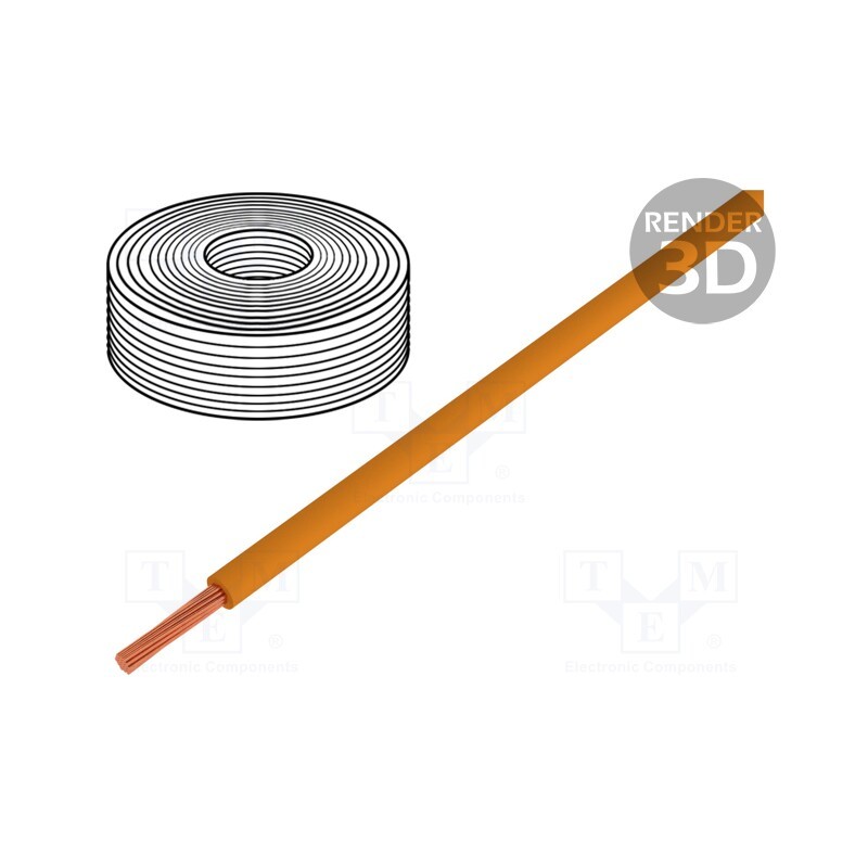 1 rol x DONAU ELEKTRONIK - 118-7 - Wire, stranded, Cu, 0.14mm2, PVC, orange, 60V, 10m, 1x0.14mm2