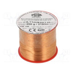 1 rol x INDEL - DNE0,112-200G - Coil wire, single coated enamelled, 0.112mm, 0.2kg, -65÷155°C