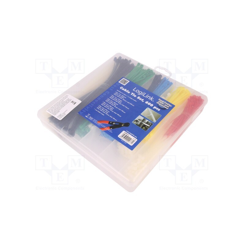 1 set x LOGILINK - KAB0019 - Ties set, polyamide, black,red,natural,blue,green,yellow