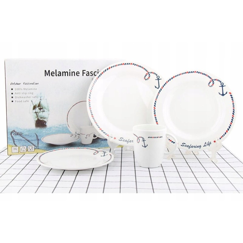 A set of deep plates, 6 pcs, anchor as a gift