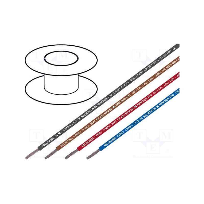 2 m x HELUKABEL - 64076 - Wire, H05V2-K, stranded, Cu, 0.5mm2, 22AWG, PVC, yellow-green