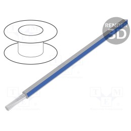 2 m x HELUKABEL - 60427 - Wire, stranded, Cu, 18AWG, PVC, white-blue, 600V, Class: 5, 1x18AWG