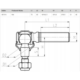 Rod end rake 7a m18x2 5 thick right thread