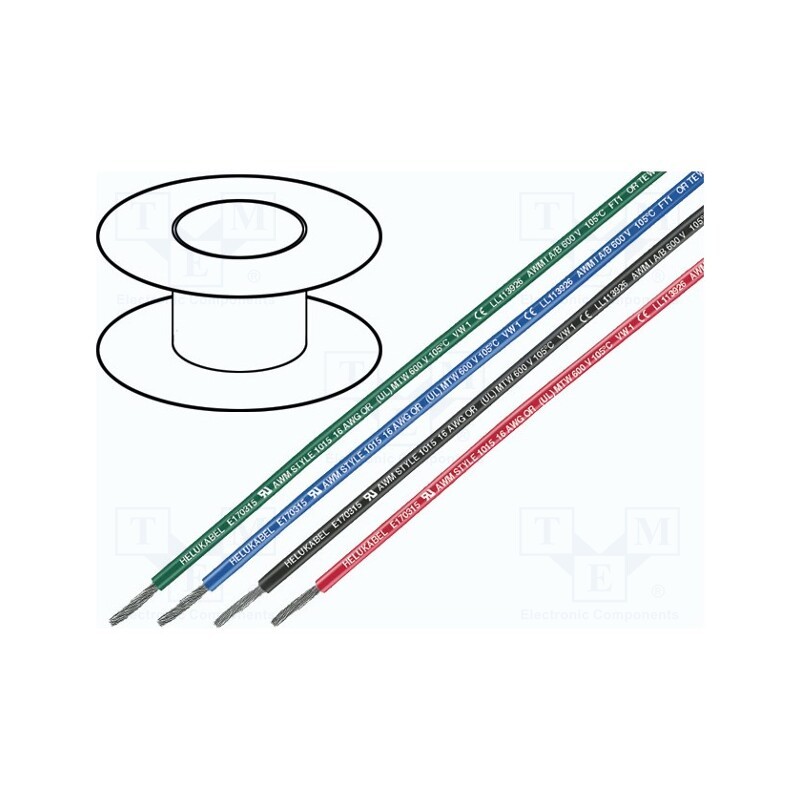 2 m x HELUKABEL - 60503 - Wire, stranded, Cu, 16AWG, PVC, brown, 600V, Class: 5, 1x16AWG