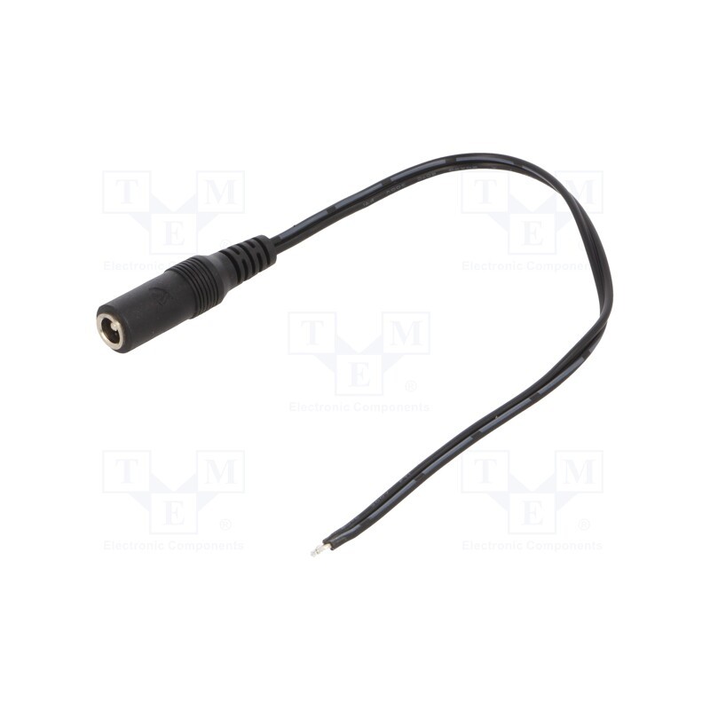 2 pcs x MFG - DC2000.0025E - Cable, 2x0.5mm2, wires,DC 5,5/2,1 socket, straight, black, 0.25m