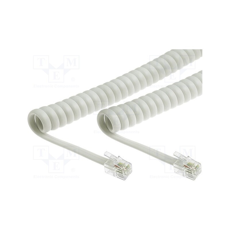 2 pcs x BQ CABLE - TEL-4C-02T-WH - Cable: telephone, coiled,interlaced, RJ9 plug,both sides, white