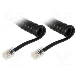 2 pcs x BQ CABLE - TEL-4C-01T-BK - Cable: telephone, coiled,interlaced, RJ9 plug,both sides, black