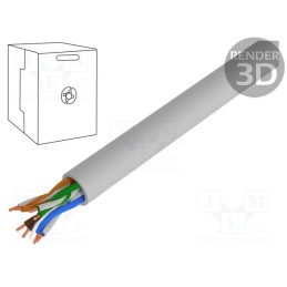 5 m x BITNER - TI0044.305 - Wire, BiTLAN,U/UTP, 4x2x23AWG, 6, data transmission, solid, Cu, PVC