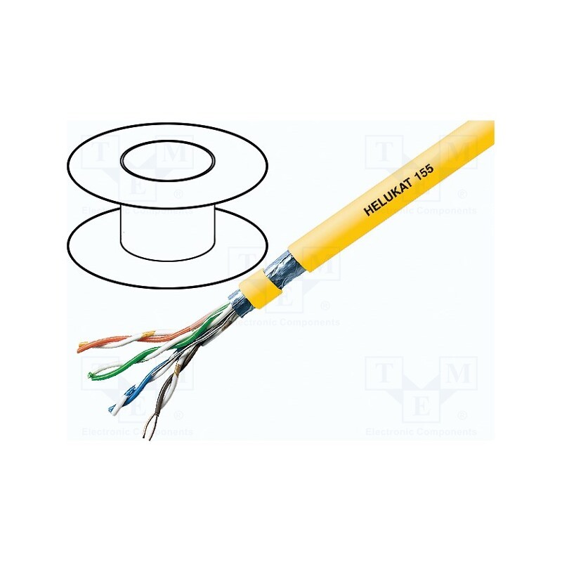 5 m x HELUKABEL - 80043 - Wire, F/UTP,HELUKAT® 155, 4x2x24AWG, 5e, solid, Cu, PVC, yellow