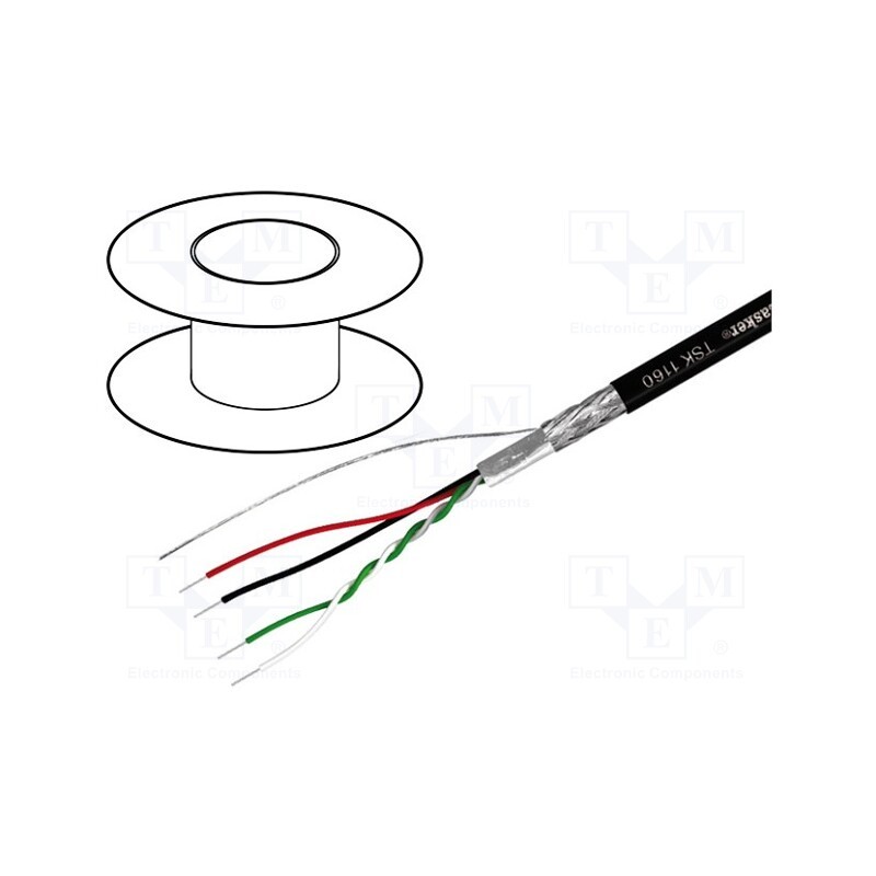 5 m x TASKER - TSK1160 - Wire, 1x2x0.14mm2,2x0.22mm2, USB 2.0, stranded, OFC, black, 100m
