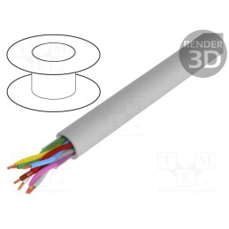5 m x HELUKABEL - 19001 - Wire, LiYY-P,PAAR-TRONIC, 1x2x0.14mm2, unshielded, 350V, Cu, grey
