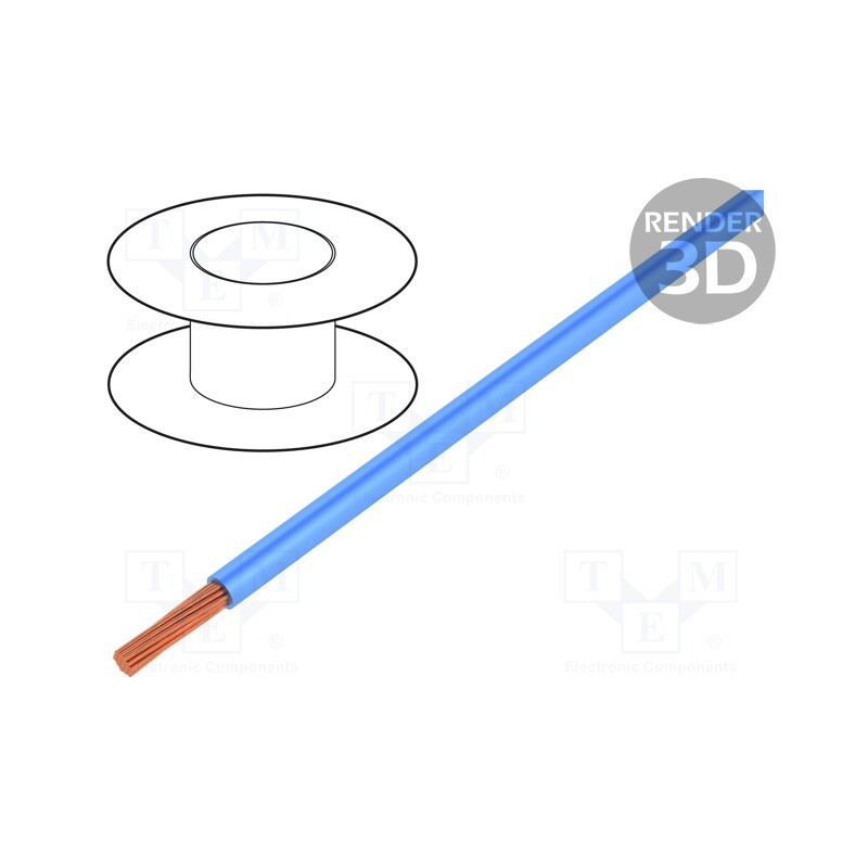 5 m x MANEX - H07V2-K-0.75-BL - Wire, LgYc, stranded, Cu, 0.75mm2, PVC, blue, 450V,750V, 500m, reel
