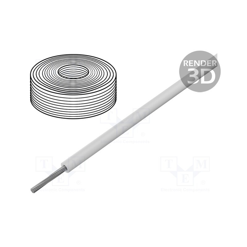 5 m x HELUKABEL - 23305 - Wire, SiF, 1x0.5mm2, stranded, Cu, silicone, white, -60÷180°C, 100m