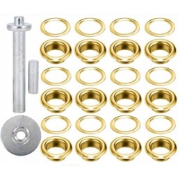 Eyelets with crimps for tarpaulins, leather goods luvers, set of 33 pcs