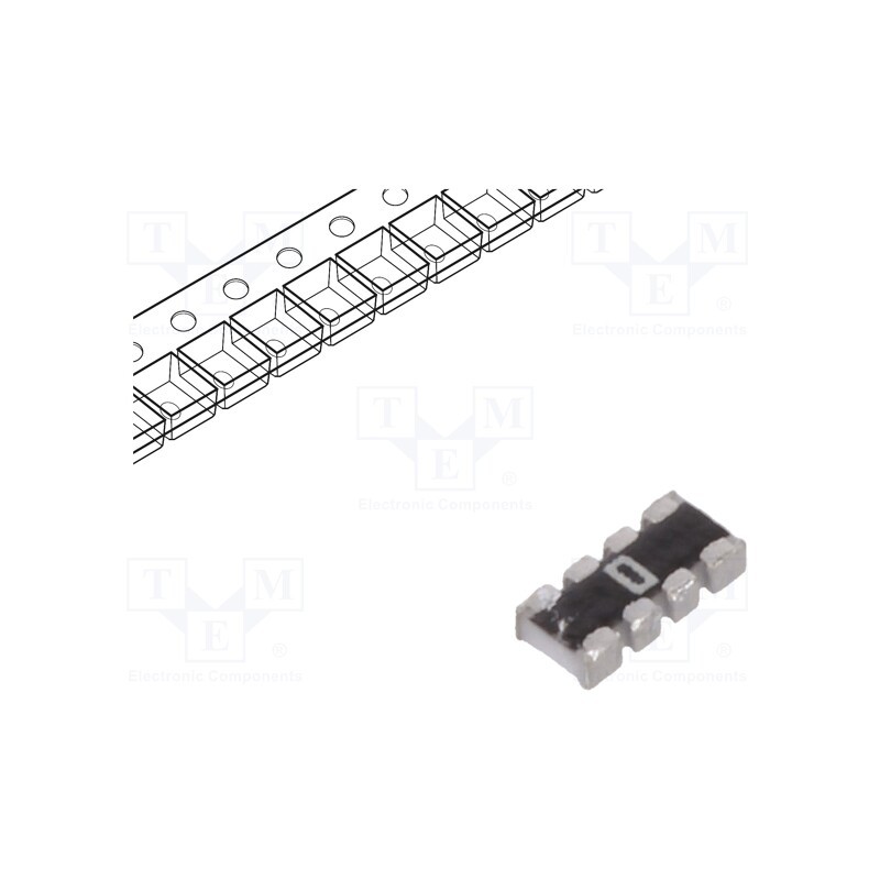 100 pcs x YAGEO - YC124-JR-070RL - Resistor network: Y, SMD, 0Ω, ±5%, 62.5mW, No.of resistors: 4