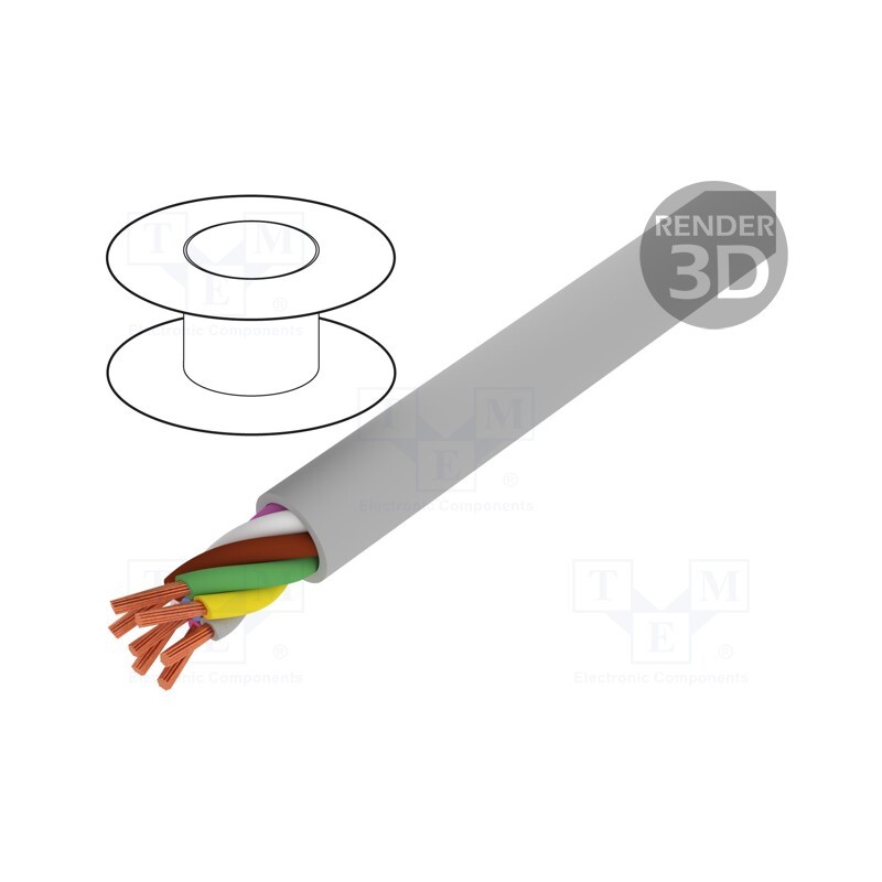 5 m x BITNER - S30084 - Wire, BiT LiYY, 7x0.5mm2, unshielded, 300V, Cu, stranded, grey