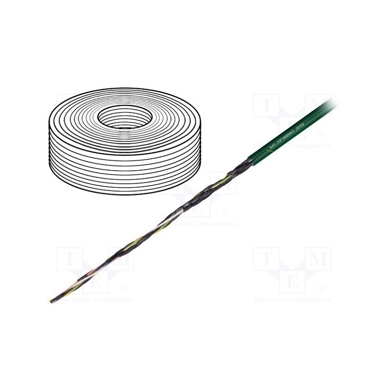 5 m x IGUS - CF5.05.02 - Wire: control cable, chainflex® CF5, 2x0.5mm2, PVC, green, Cu, 6mm