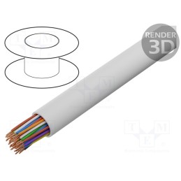 5 m x BITNER - TS0015 - Wire, YTKSY, 21x2x0.5mm, telecommunication, solid, Cu, PVC, white