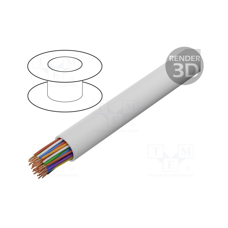 5 m x BITNER - TS0015 - Wire, YTKSY, 21x2x0.5mm, telecommunication, solid, Cu, PVC, white