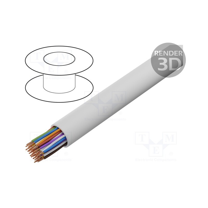 5 m x BITNER - TS0014 - Wire, YTKSY, 20x2x0.5mm, telecommunication, solid, Cu, PVC, white
