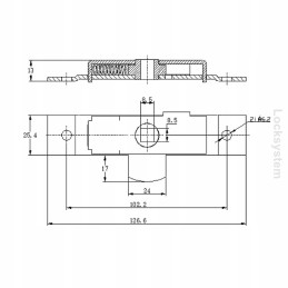Lock with a 125 mm square key, stainless steel