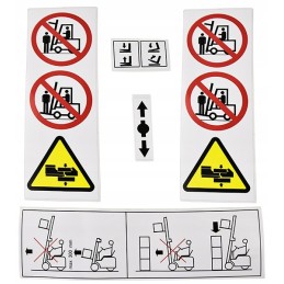 Set of warning stickers for a forklift