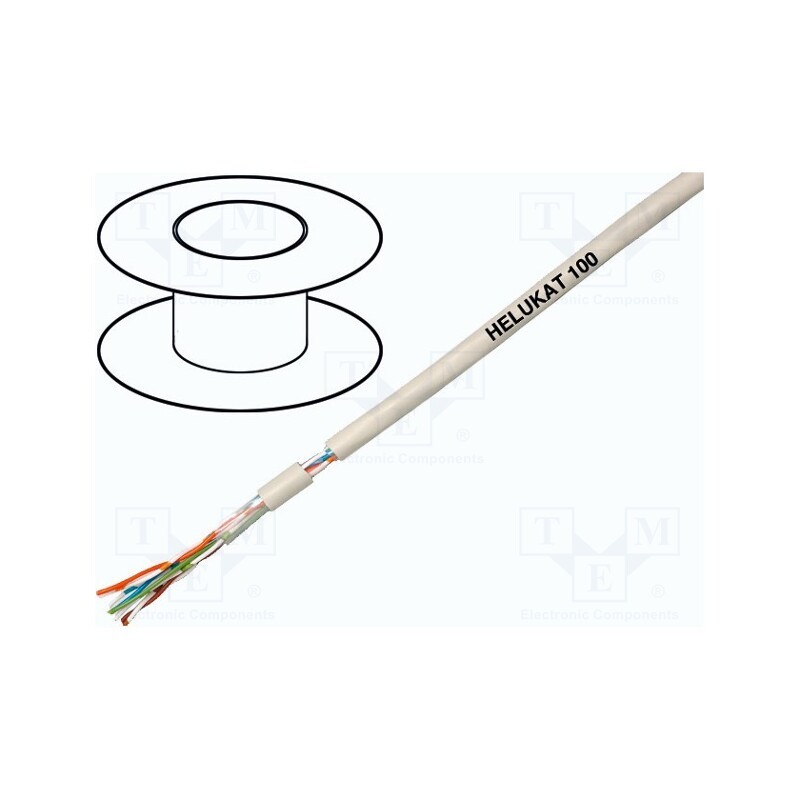 5 m x HELUKABEL - 80055 - Wire, HELUKAT® 100,U/UTP, 4x2x26AWG, 5e, stranded, Cu, PVC, grey