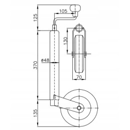 Steel support wheel with attachment for a light Niewiad Temared trailer