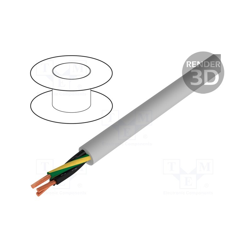 5 m x HELUKABEL - 23330 - Wire, JZ-500-PUR, 3G0.75mm2, unshielded, 300V,500V, Cu, stranded