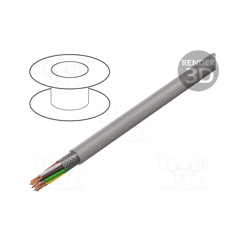 5 m x LAPP - 37410 - Wire, UNITRONIC® LiHCH, 10x0.25mm2, PO, grey-beige, 60V, CPR: Eca