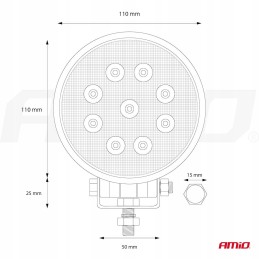 Round work lamp 110mm 9 LED 12v 24v amio
