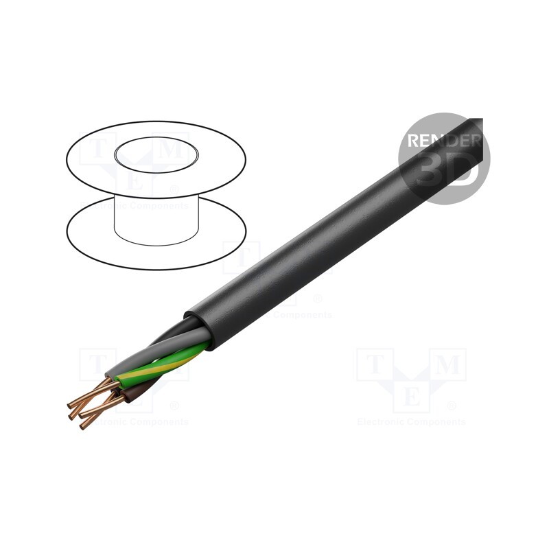 5 m x ELEKTROKABEL - EK-YKY-4X4 - Wire, YKY, 4G4mm2, round, solid, Cu, PVC, black, 600V,1kV, 100m