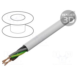 5 m x ELEKTROKABEL - EK-YDY-4X4 - Wire, YDY, 4G4mm2, round, solid, Cu, PVC, white, 450V,750V, 100m