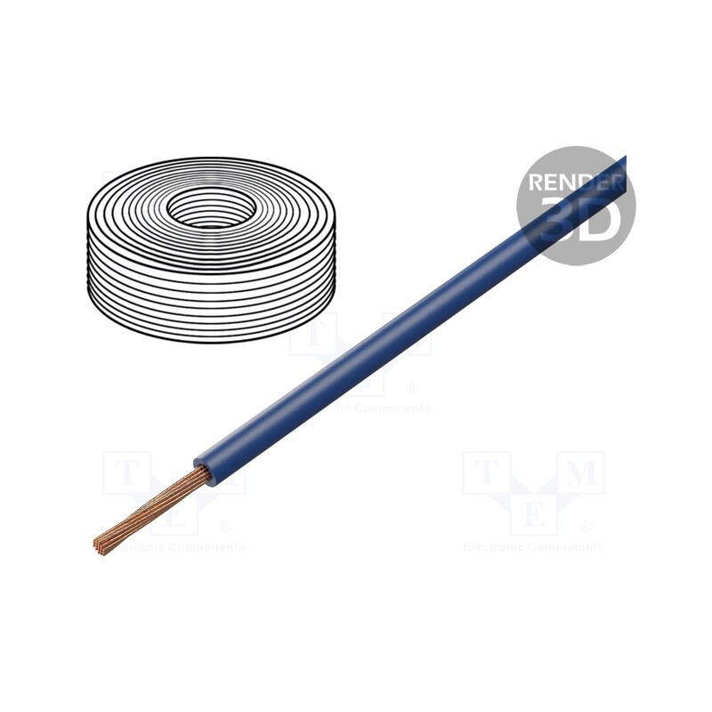 5 m x HELUKABEL - 52957 - Wire, H07Z-K, stranded, Cu, 6mm2, LSZH, dark blue, 450V,750V, 1x6mm2