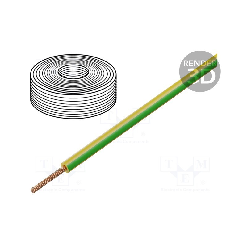 5 m x HELUKABEL - 51787 - Wire, H07Z-K, stranded, Cu, 4mm2, LSZH, yellow-green, 450V,750V